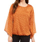 Alfani Women's Angel-Sleeve Bubble Top Brown  Size Small