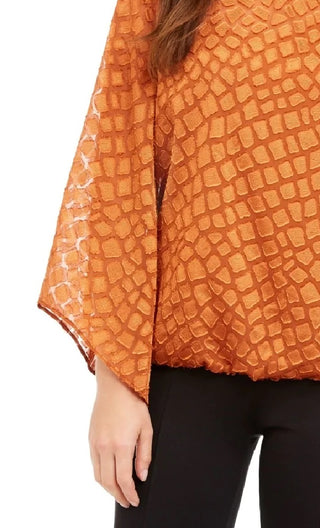 Alfani Women's Angel-Sleeve Bubble Top Brown  Size Small