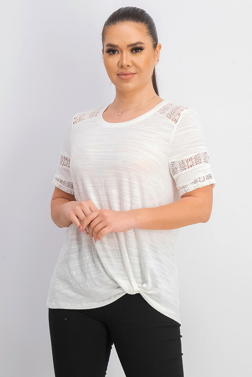 Style & Co Women's Lace-Inset Top White Size XX-Large