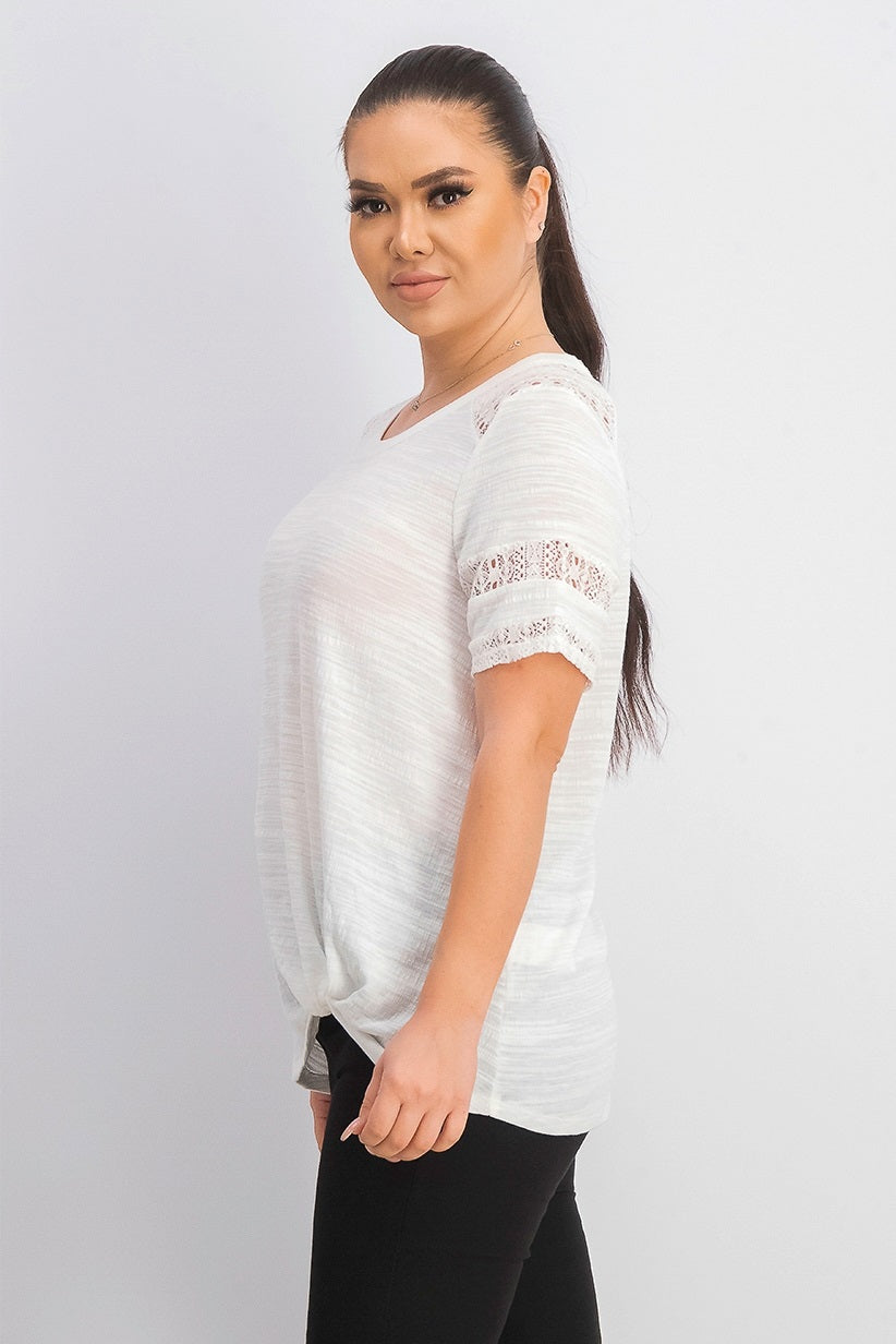 Style & Co Women's Lace-Inset Top White Size XX-Large