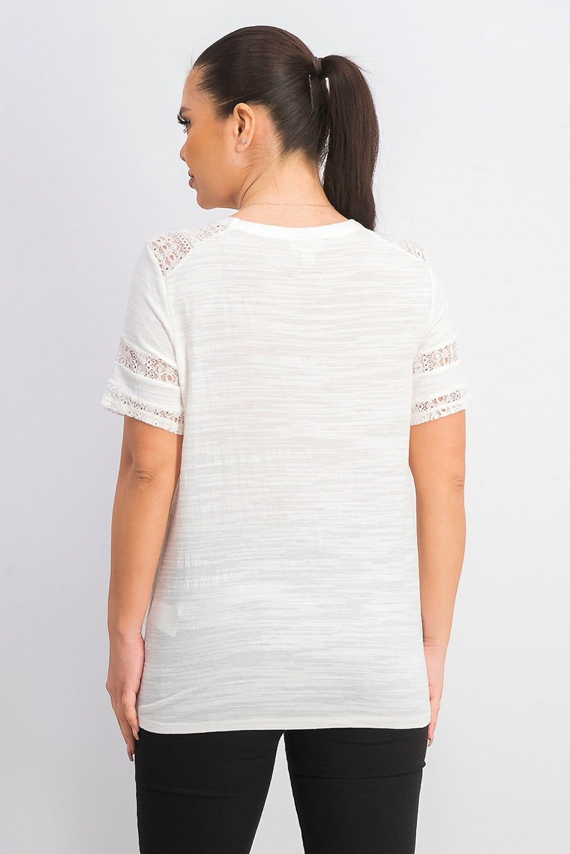 Style & Co Women's Lace-Inset Top White Size XX-Large