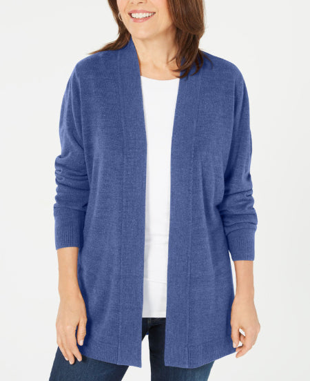 Karen Scott Women's Petite Open-Front Cardigan Blue Size Pettite X-Large