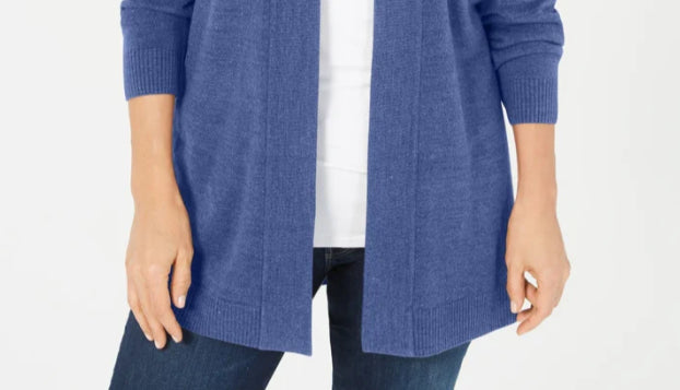 Karen Scott Women's Petite Open-Front Cardigan Blue Size Pettite X-Large