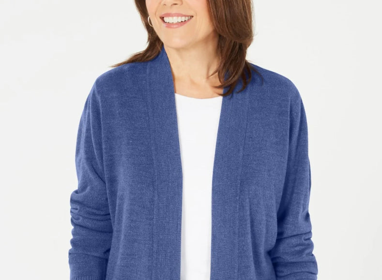 Karen Scott Women's Petite Open-Front Cardigan Blue Size Pettite X-Large