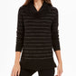 Style & Co Women's Embellished 3/4 Sleeve V Neck Sweater Size Black Size PM