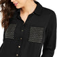 Thalia Sodi Women's Studded Shirt Black Size Large