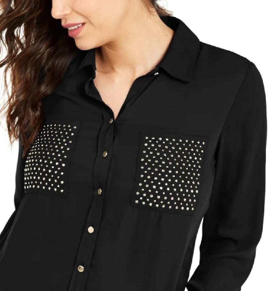 Thalia Sodi Women's Studded Shirt Black Size Large