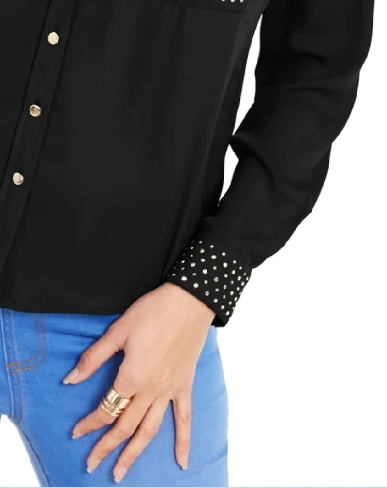 Thalia Sodi Women's Studded Shirt Black Size Large