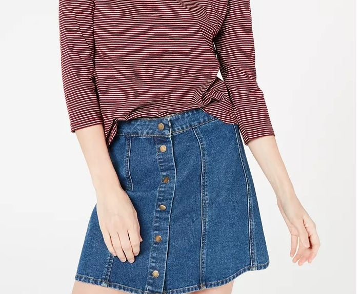 Maison Jules Women's Striped 3/4-Sleeve Shirt Wine Size X-Small