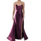 B Darlin Women's Juniors' Satin Corset Slit Gown Purple Size 9/10