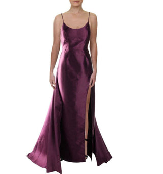 B Darlin Women's Juniors' Satin Corset Slit Gown Purple Size 9/10