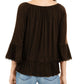 Style & Co Women's Off-The-Shoulder Bell-Sleeve Top Brown Size X-Small
