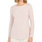 Charter Club Women's Petite Ribbed BOAT-Neck Top Pink Size PL