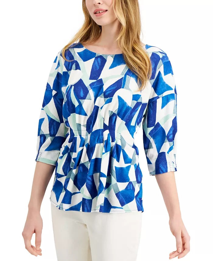 Alfani Women's Cinched Front Top Navy Size X-Large