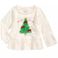 First Impressions Baby Girl's Tulle Tree-Print Peplum T-Shirt White Size 12MOS