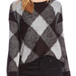 Vince Camuto Women's Textured Argyle Sweater Gray Size Small