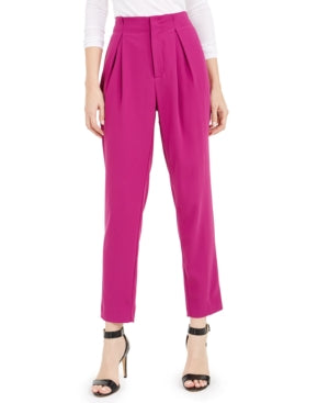 Bar III Women's High-Rise Pleated Pants Pink Size 4