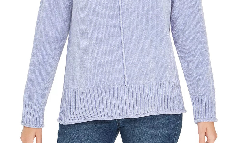 Style & Co Women's Textured Heather Long Sleeve Crew Neck Blouse Sweater Blue Size Large