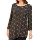 JM Collection Women's Petite Metallic Asymmetrical Top Black Size Petite