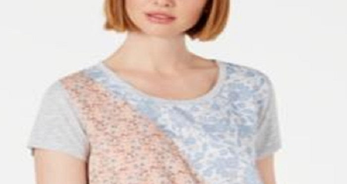 Style & Co Women's Patch Side Tie Top Blue Size Petite Large