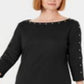 Karen Scott Women's Boat Neck Studded Dress Black Size Petite Small