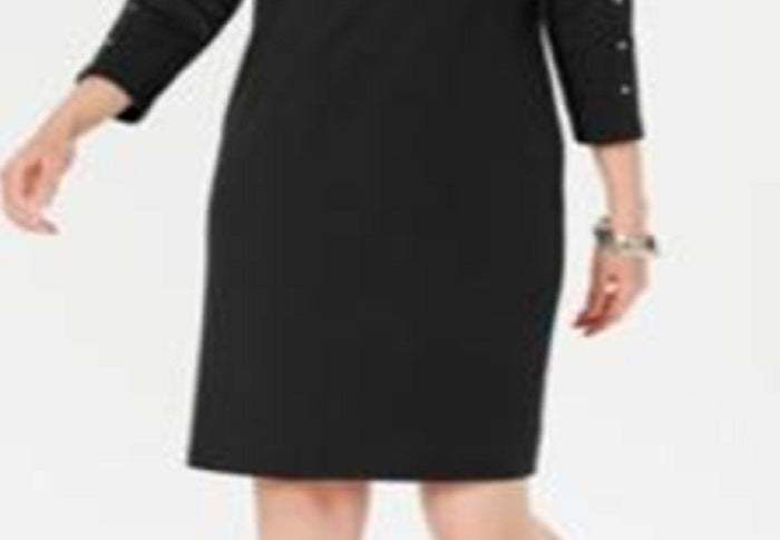 Karen Scott Women's Boat Neck Studded Dress Black Size Petite Small