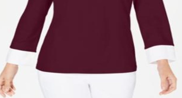 Karen Scott Women's Layered Look Cotton Top Red Size Petite XL