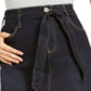 INC International Concepts Women's Curvy Paperbag Jean Skirt Blue Size 8
