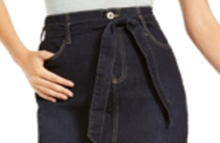 INC International Concepts Women's Curvy Paperbag Jean Skirt Blue Size 8