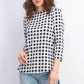 Charter Club Women's Cotton Gingham Print Boat Neck Top Gray Size Large
