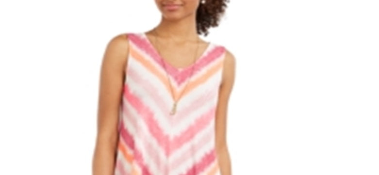 Style & Co Women's Print Sleeveless Swing Dress Pink Size Petite