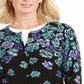 Karen Scott Women's Serenity Floral Print Cardigan Blue Size Medium