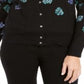 Karen Scott Women's Serenity Floral Print Cardigan Blue Size Medium