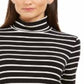 Charter Club Women's Striped Turtleneck Top Black Size X-Small