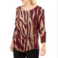 JM Collection Women's Metallic Print Top Purple Size Petite XL