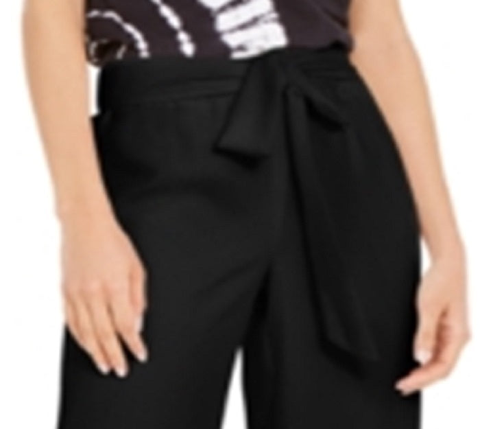 INC International Concepts Women's Solid Tie Front Culottes Black Size Petite