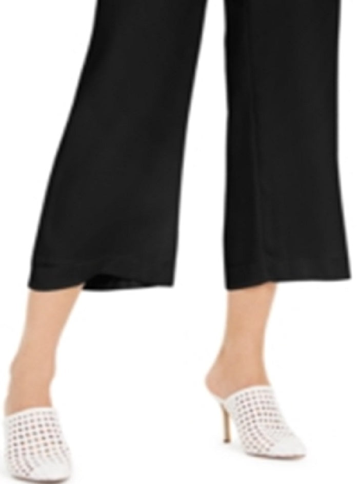 INC International Concepts Women's Solid Tie Front Culottes Black Size Petite