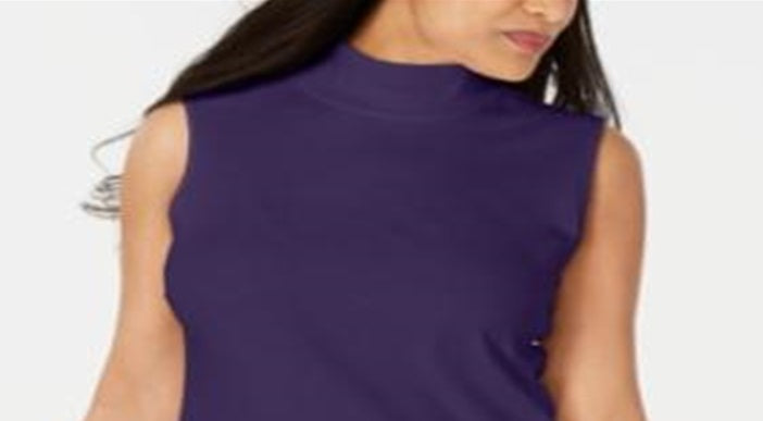 Karen Scott Women's Mock Neck Sleeveless Top Purple Size Medium
