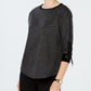 Charter Club Women's Tie Sleeve Top Gray Size Petite L