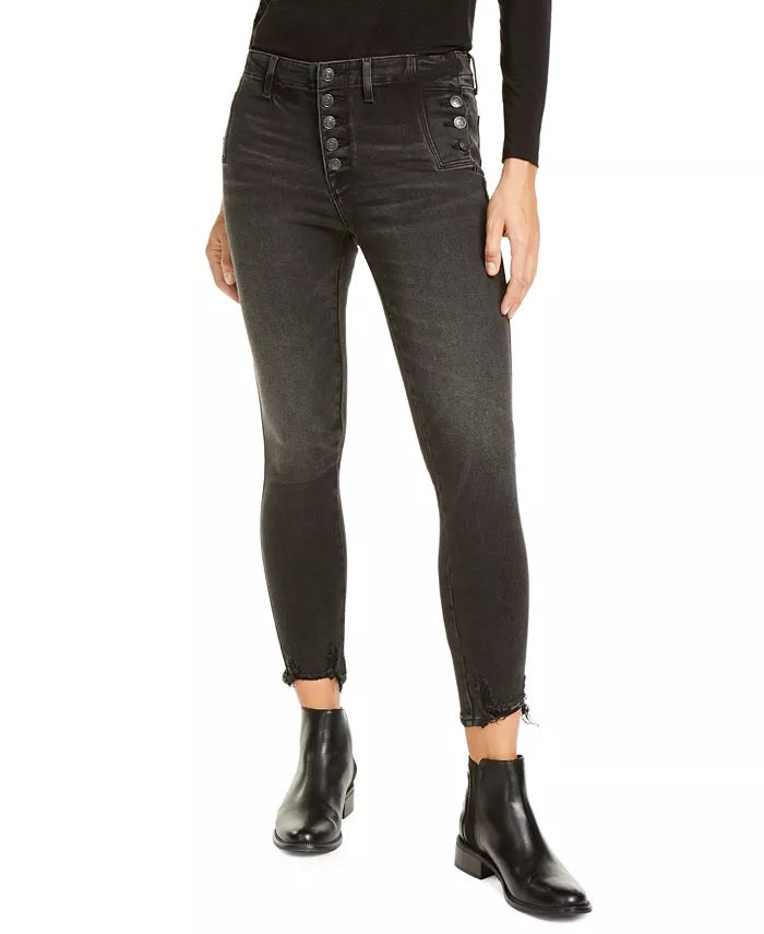 Vigoss Jeans Women's Marley Exposed-Button Skinny Jeans Blue Size 31