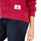 Calvin Klein Women's Fuzzy Cowlneck Sweater Red Size Medium