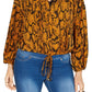 Thalia Sodi Women's Tie-Hem Snake-Print Top  Gold Size Large