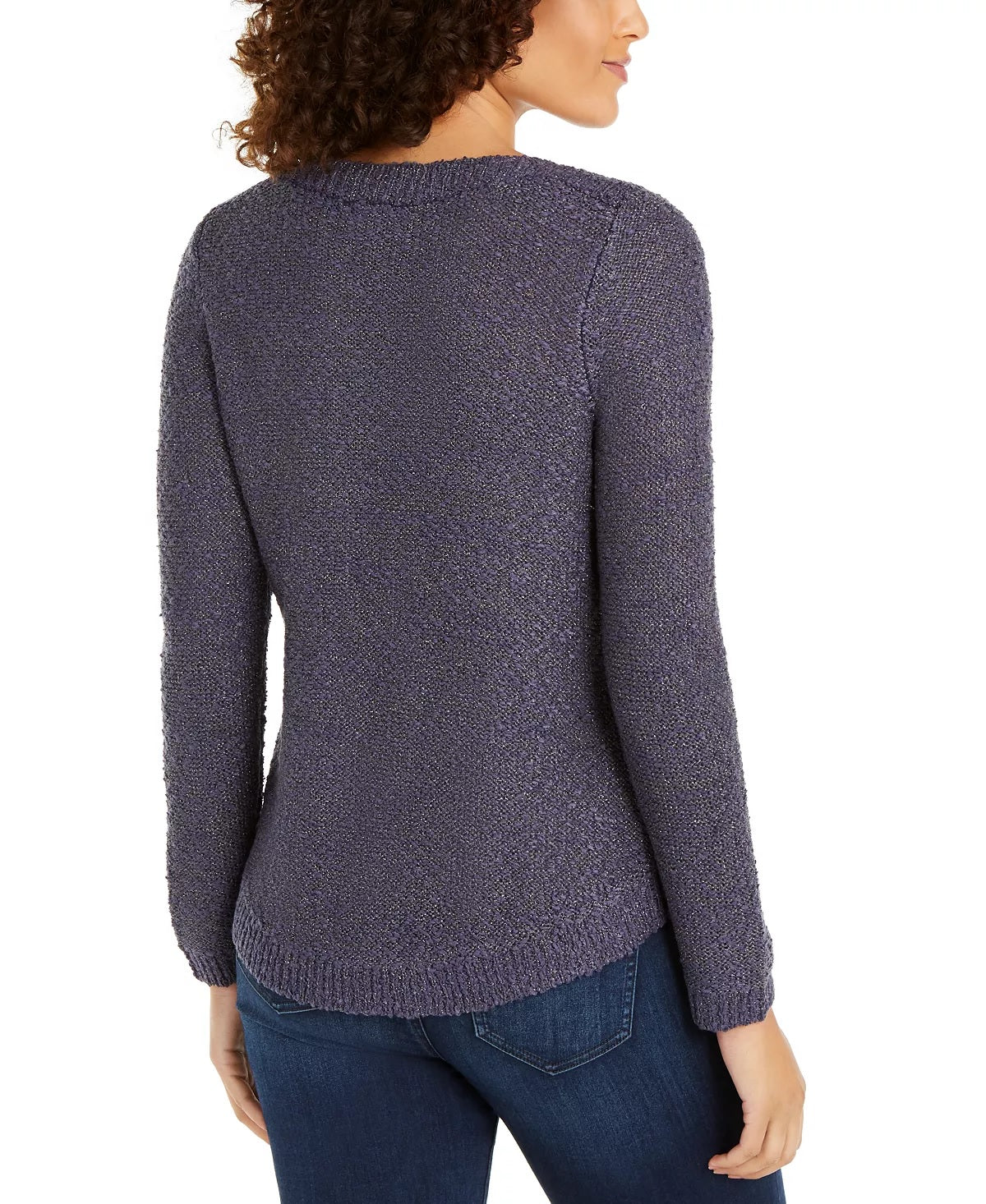 INC International Concepts Women's Petite Shine Sweater Navy Size Small