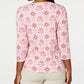 Karen Scott Women's Petite Printed 3/4-Sleeve Henley Top Pink Size PL