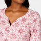 Karen Scott Women's Petite Printed 3/4-Sleeve Henley Top Pink Size PL