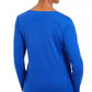 Karen Scott Women's Petite Embellished Cotton Top Blue Size Petite