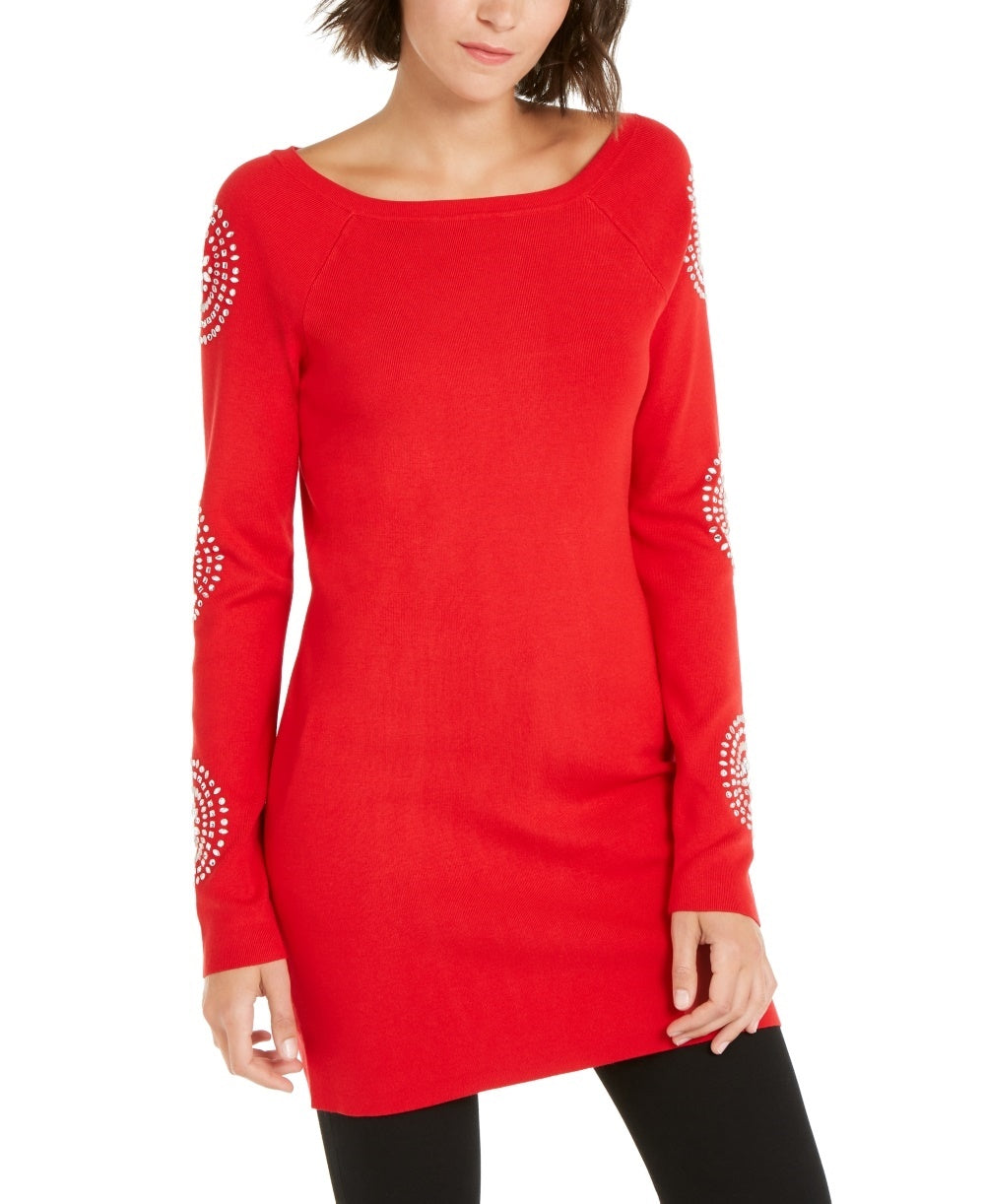 INC International Concepts Women's Petite Medallion-Sleeve Tunic Medium Red Size PS