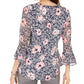 Charter Club Women's Printed Split-Neck Top  Blue Size X-Small