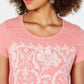 Style & Co Women's Petite Graphic-Print T-Shirt  Orange Size PS