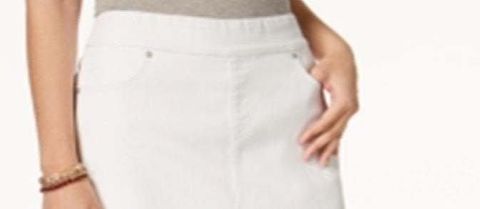 Style & Co Women's Frayed Pull on Denim Skort White Size XXL